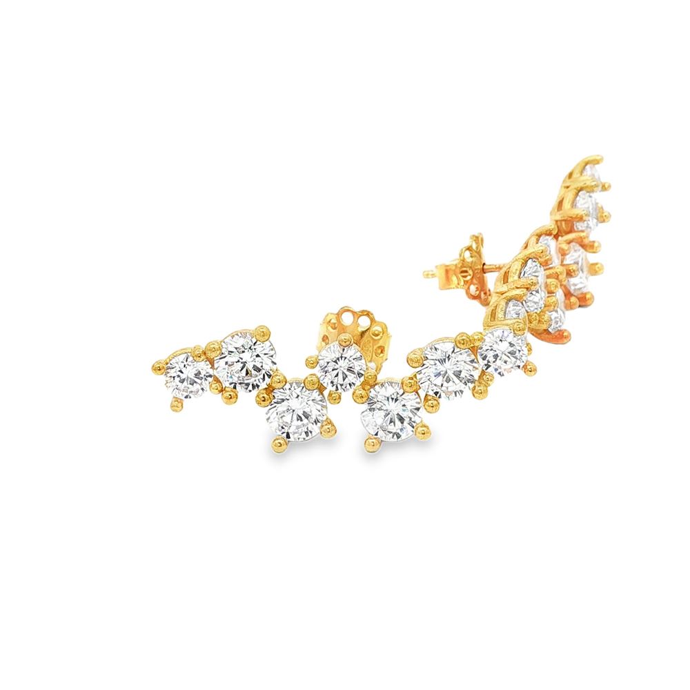 rainbow gold crystal earrings central pin