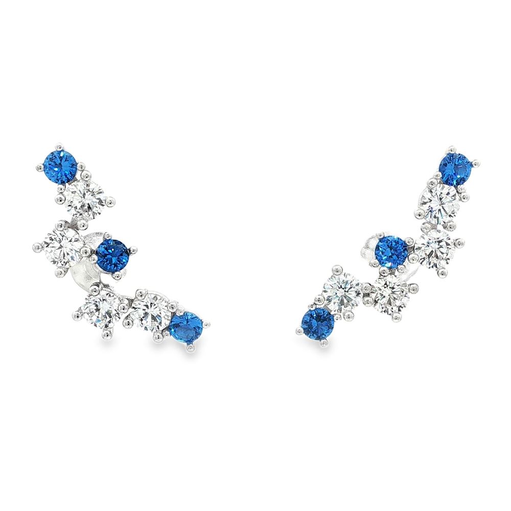 rainbow crystal blue earrings central pin
