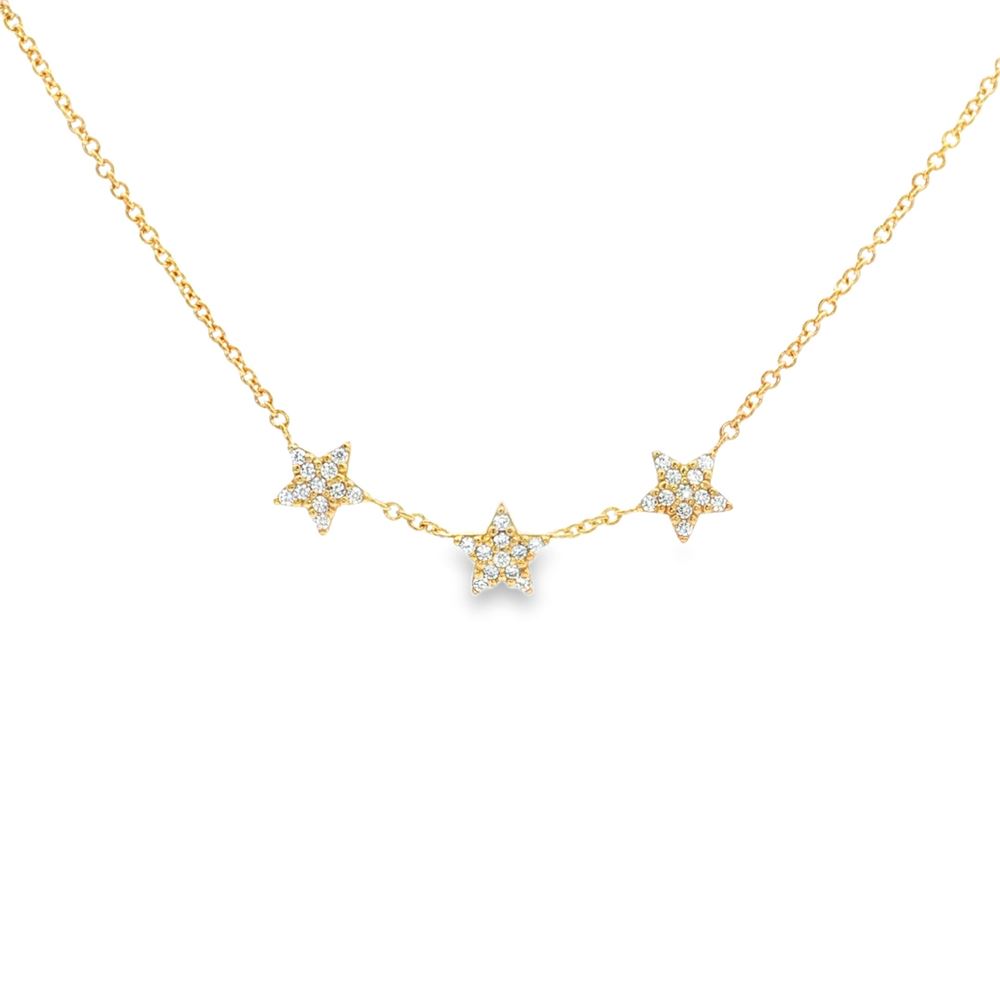 starlike gold crystal necklace three stars