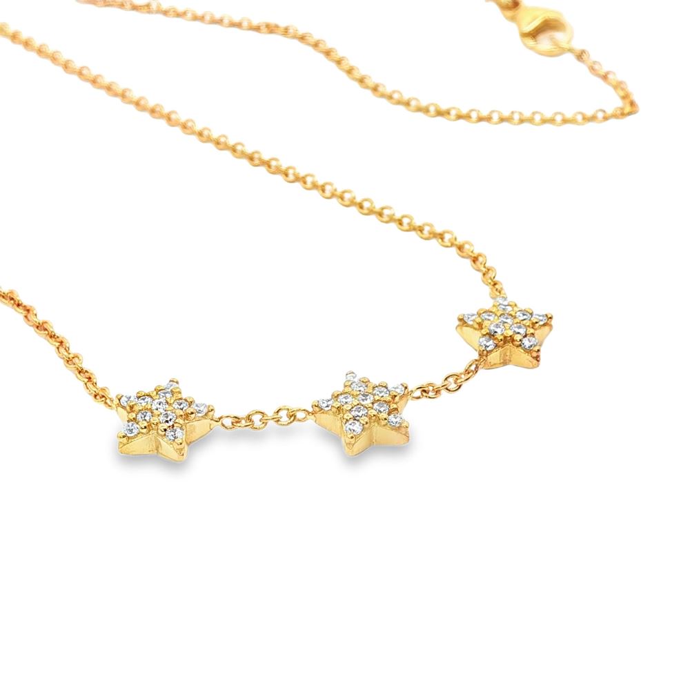 starlike gold crystal necklace three stars