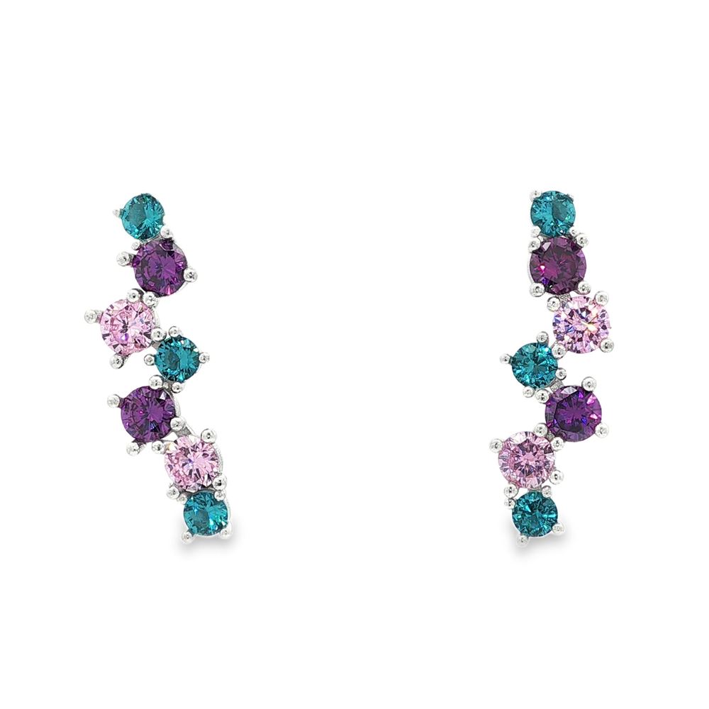 rainbow paraiba ametista rosa earrings lateral pin