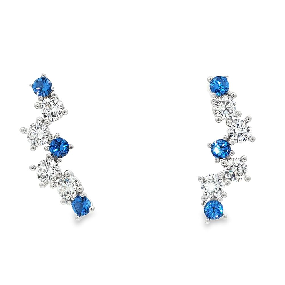 rainbow crystal blue earrings lateral pin