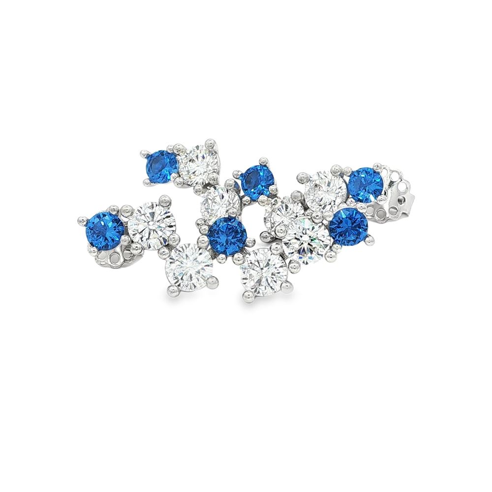 rainbow crystal blue earrings lateral pin