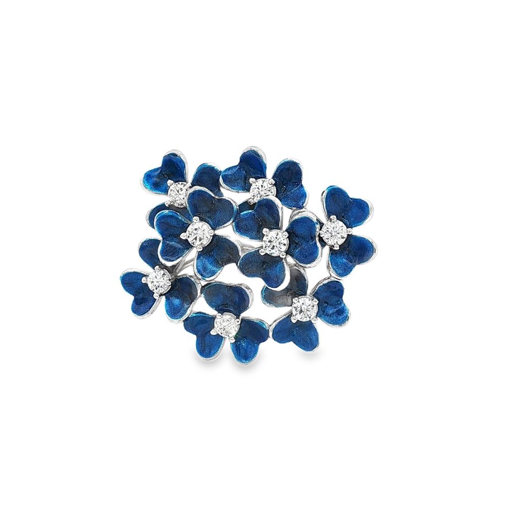 clover crystal stones blue glazed ring