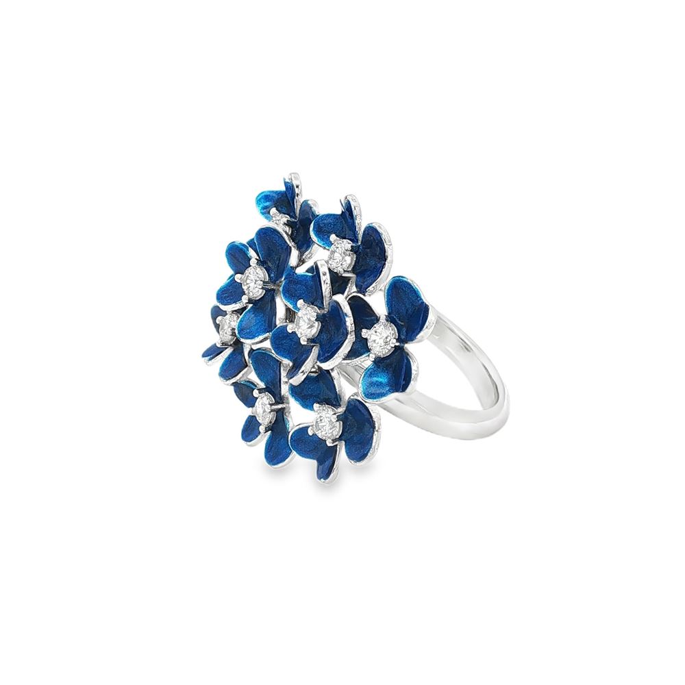 clover crystal stones blue glazed ring