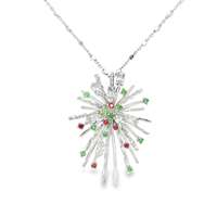firework crystal orange green necklace
