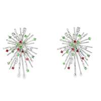 firework crystal orange green earrings