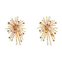 firework gold crystal ametista celeste earrings