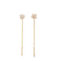 plumeria gold chain crystal earrings