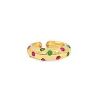 GLAMOUR GOLD VERDE&FUCSIA RING