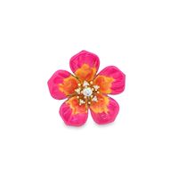 PLUMERIA GOLD CRYSTAL STONES PINK&YELLOW GLAZED RING