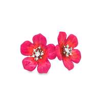 PLUMERIA CRYSTAL STONES FUCSIA&ORANGE GLAZED EARRINGS