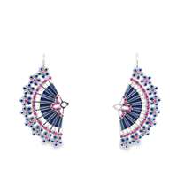 DIVA AMETISTA&FUCSIA STONES BLUE GLAZED EARRINGS