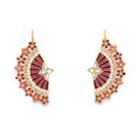 DIVA GOLD CRYSTAL STONES PINK&PURPLE GLAZED EARRINGS
