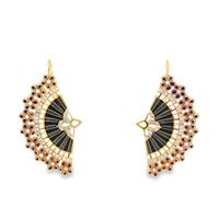 DIVA GOLD CRYSTAL STONES BLUE GLAZED EARRINGS