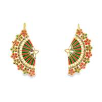 DIVA GOLD AMETISTA&GREEN STONES GREEN&ORANGE GLAZED EARRINGS