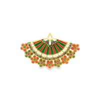 DIVA GOLD AMETISTA&GREEN STONES GREEN&ORANGE GLAZED BROOCH