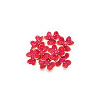 CLOVER GOLD FUCSIA STONES RED GLAZED BROOCH