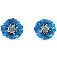 BLOSSOM ACQUAMARINA STONES METALLIC BLUE GLAZED EARRINGS