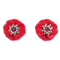BLOSSOM CRYSTA&RED STONES RED GLAZED EARRINGS