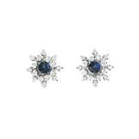 BLOSSOM CRYSTAL&BLUE STONES EARRINGS