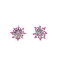 BLOSSOM RUBY&LAVANDER STONES EARRINGS