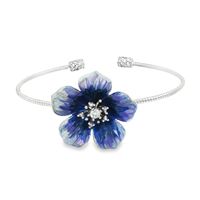 PLUMERIA CRYSTAL STONES METALLIC BLUE GLAZED BRACELET