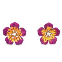 PLUMERIA CRYSTAL STONES PURPLE&YELLOW EARRINGS