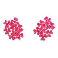 CLOVER GOLD FUCSIA STONES PASTEL PINK GLAZED EARRINGS
