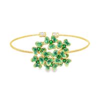 CLOVE GOLD GREEN STONES PEARLY GREEN GLAZED BRACELET