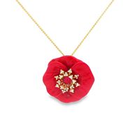 BLOSSOM GOLD CRYSTAL&RED STONES RED GLAZED NECKLACE