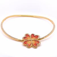 LUCKY BLOOM GOLD CRYSTAL STONES ORANGE GLAZED NECKLACE