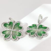LUCKY BLOOM CRYSTAL STONES GREEN GLAZED EARRINGS