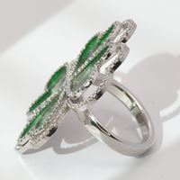 LUCKY BLOOM CRYSTAL STONES GREEN GLAZED RING