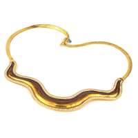 WAVE GOLD CRYSTAL STONES BROWN GLAZED NECKLACE