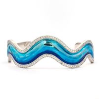 WAVE CRYSTAL STONES METALLIC BLUE GLAZED BRACELET