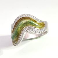 WAVE CRYSTAL STONES AUTUMN GREEN GLAZED RING