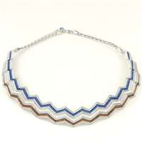 KALEDO CRYSTAL STONES BLUE&BROWN GLAZED NECKLACE