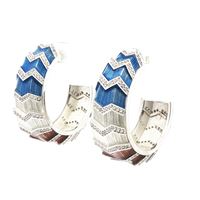 KALEDO CRYSTAL STONES BLUE&BROWN GLAZED EARRINGS