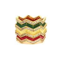 KALEDO GOLD CRYSTAL STONES GREEN&RED GLAZED RING