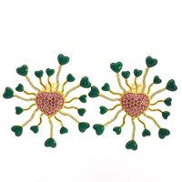 DALì GOLD RUBY STONES GREEN GLAZED EARRINGS