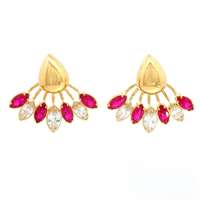 AURORA GOLD CRYSTAL&RUBY STONES EARRINGS
