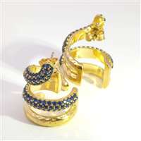SNAKE (big) GOLD BLUE STONES EARRINGS