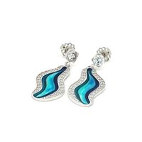 WAVE CRYSTAL STONES METALLIC BLUE GLAZED EARRINGS