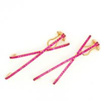 CROSS GOLD RUBY STONES EARRINGS