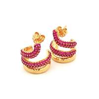 SNAKE (small) GOLD RUBY STONES EARRINGS