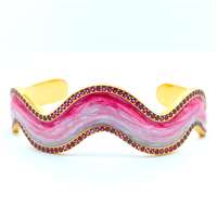 WAVE GOLD RUBY STONES PINK GLAZED BRACELET