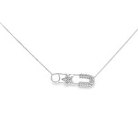 STARLIKE CRYSTAL NECKLACE SAFETY PIN CENTRAL STAR