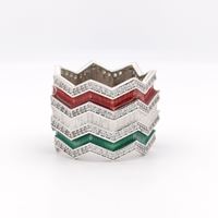 KALEDO CRYSTAL STONES GREEN&RED GLAZED RING