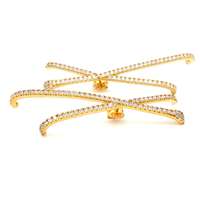 CROSS GOLD CRYSTAL STONES CENTRAL PIN EARRINGS